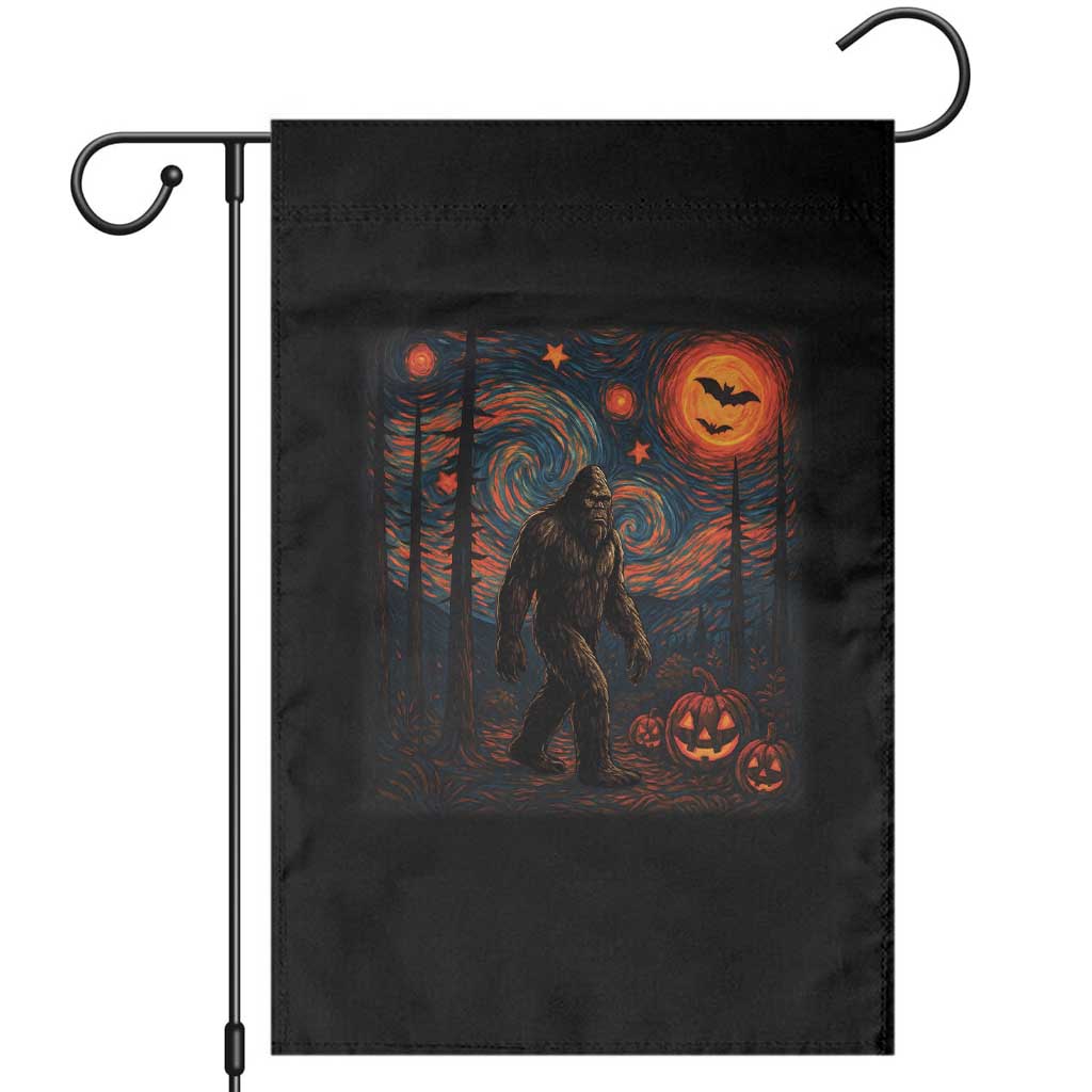Bigfoot Starry Night Garden Flag Funny Halloween Van Gogh Sasquatch Lovers TS10 Black Print Your Wear