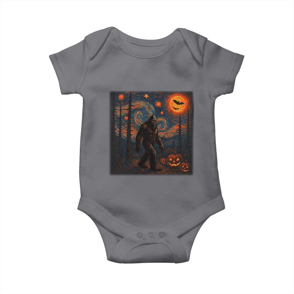 Bigfoot Starry Night Baby Onesie Funny Halloween Van Gogh Sasquatch Lovers TS10 Charcoal Print Your Wear