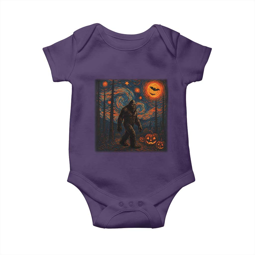 Bigfoot Starry Night Baby Onesie Funny Halloween Van Gogh Sasquatch Lovers TS10 Purple Print Your Wear