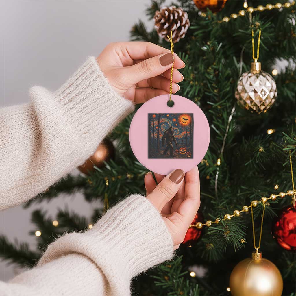 Bigfoot Starry Night Ceramic Ornament Funny Halloween Van Gogh Sasquatch Lovers - Print Your Wear