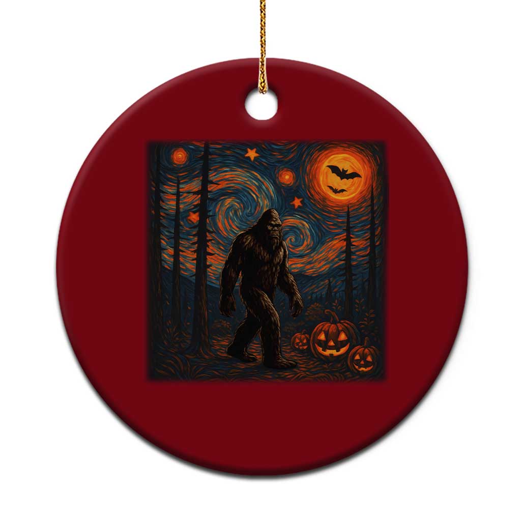 Bigfoot Starry Night Ceramic Ornament Funny Halloween Van Gogh Sasquatch Lovers - Print Your Wear