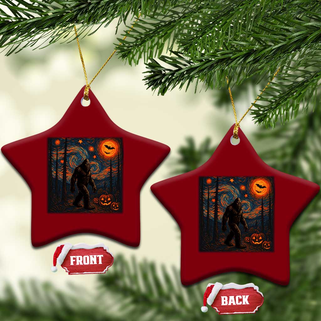 Bigfoot Starry Night Ceramic Ornament Funny Halloween Van Gogh Sasquatch Lovers - Print Your Wear