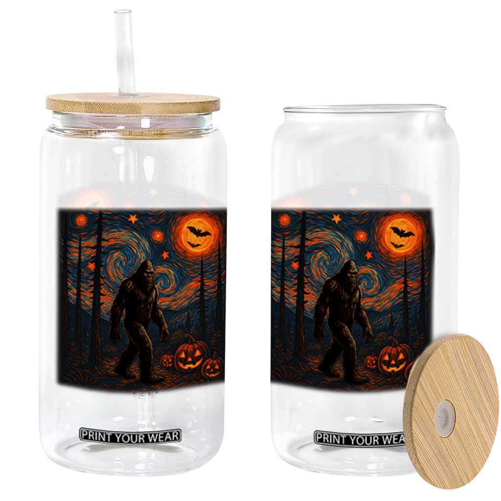 Bigfoot Starry Night Glass Can Funny Halloween Van Gogh Sasquatch Lovers TS10 Print Your Wear