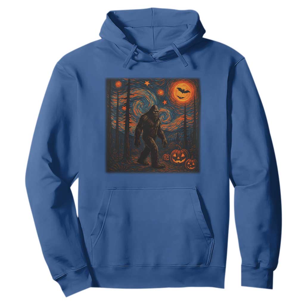 Bigfoot Starry Night Hoodie Funny Halloween Van Gogh Sasquatch Lovers TS10 Royal Blue Print Your Wear