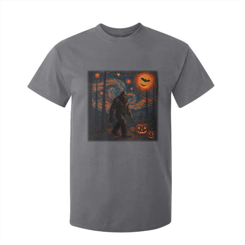 Bigfoot Starry Night T Shirt For Kid Funny Halloween Van Gogh Sasquatch Lovers TS10 Charcoal Print Your Wear