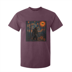 Bigfoot Starry Night T Shirt For Kid Funny Halloween Van Gogh Sasquatch Lovers TS10 Maroon Print Your Wear
