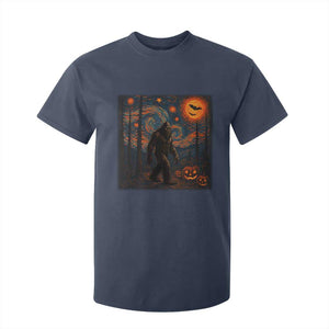 Bigfoot Starry Night T Shirt For Kid Funny Halloween Van Gogh Sasquatch Lovers TS10 Navy Print Your Wear