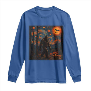 Bigfoot Starry Night Long Sleeve Shirt Funny Halloween Van Gogh Sasquatch Lovers TS10 Royal Blue Print Your Wear