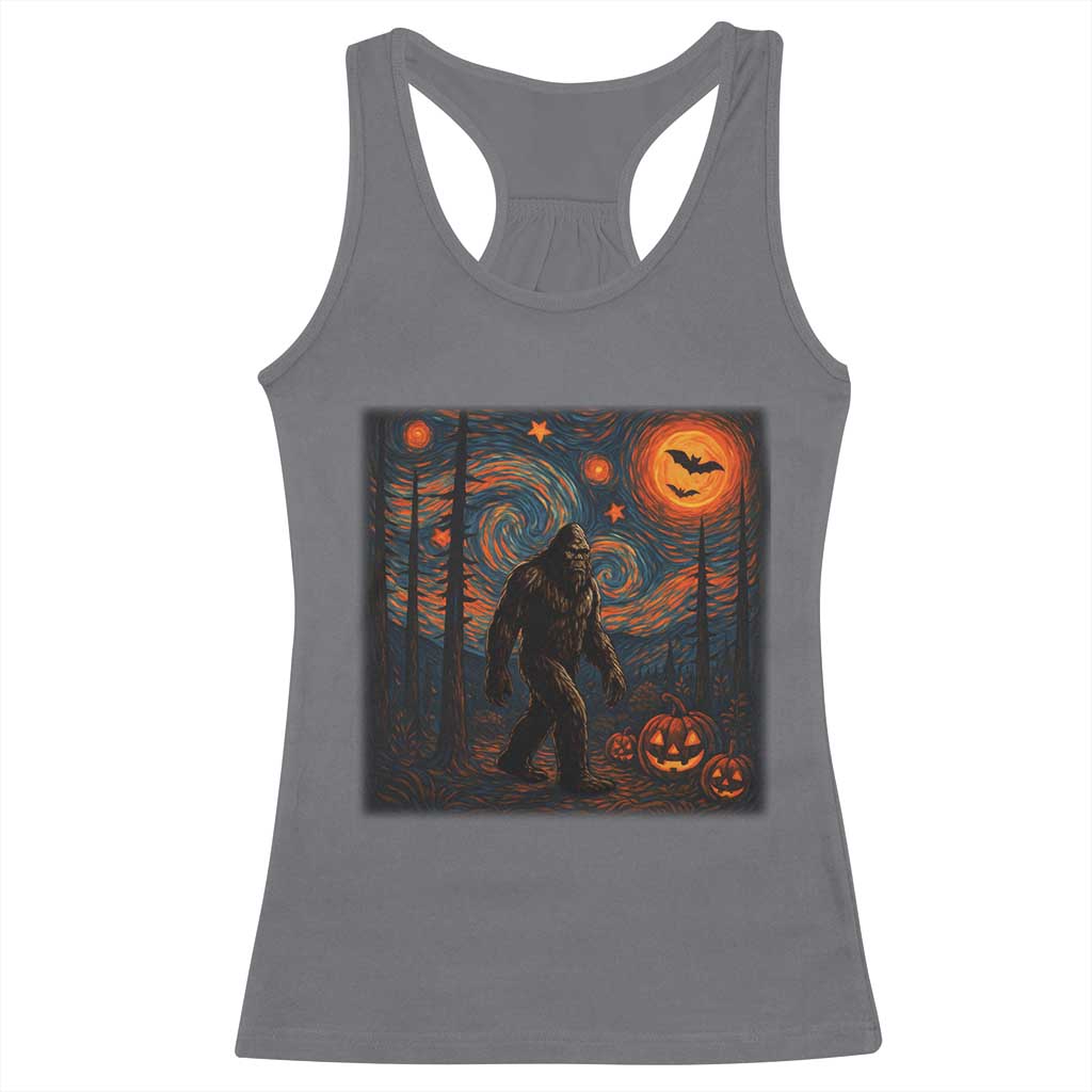 Bigfoot Starry Night Racerback Tank Top Funny Halloween Van Gogh Sasquatch Lovers - Print Your Wear