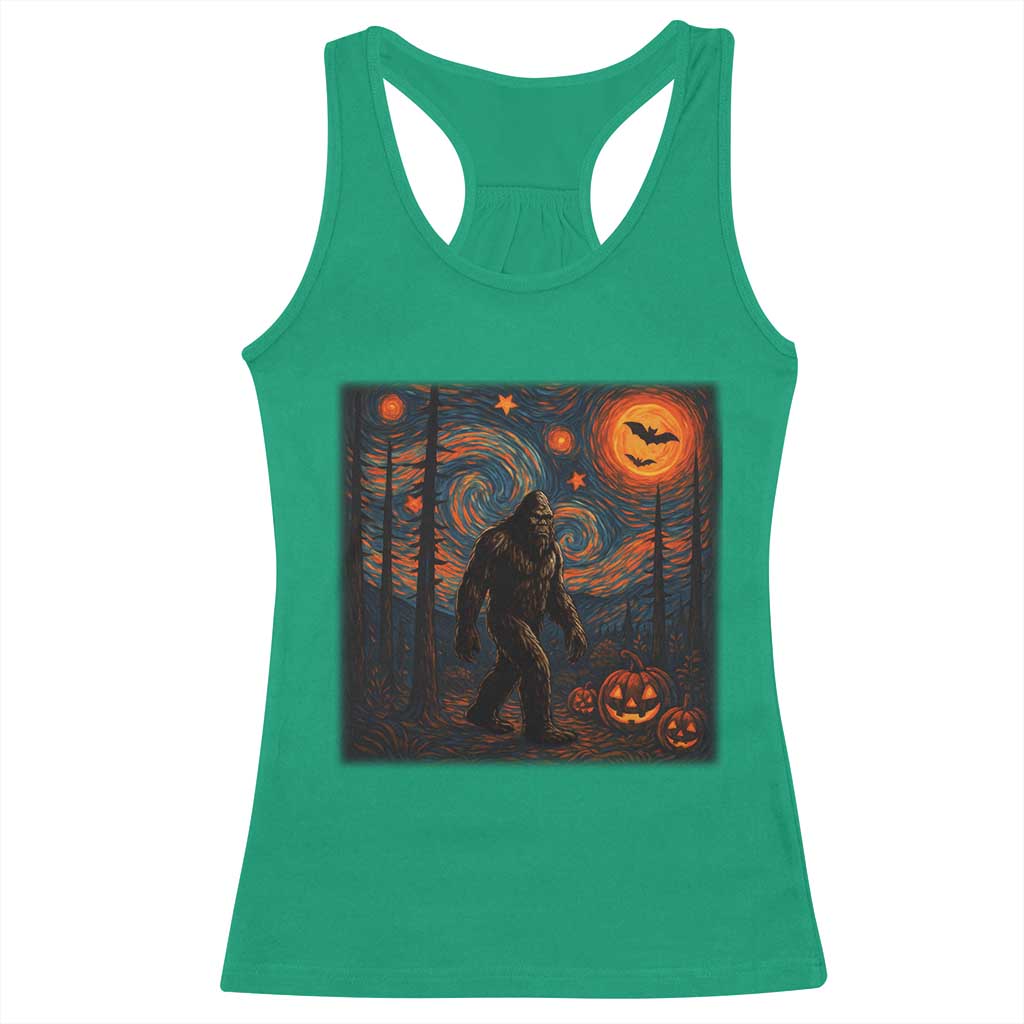 Bigfoot Starry Night Racerback Tank Top Funny Halloween Van Gogh Sasquatch Lovers - Print Your Wear