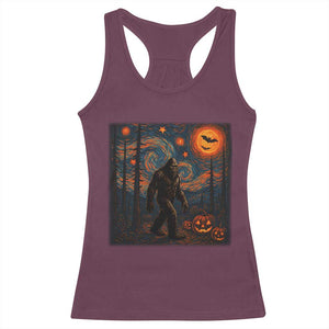 Bigfoot Starry Night Racerback Tank Top Funny Halloween Van Gogh Sasquatch Lovers - Print Your Wear