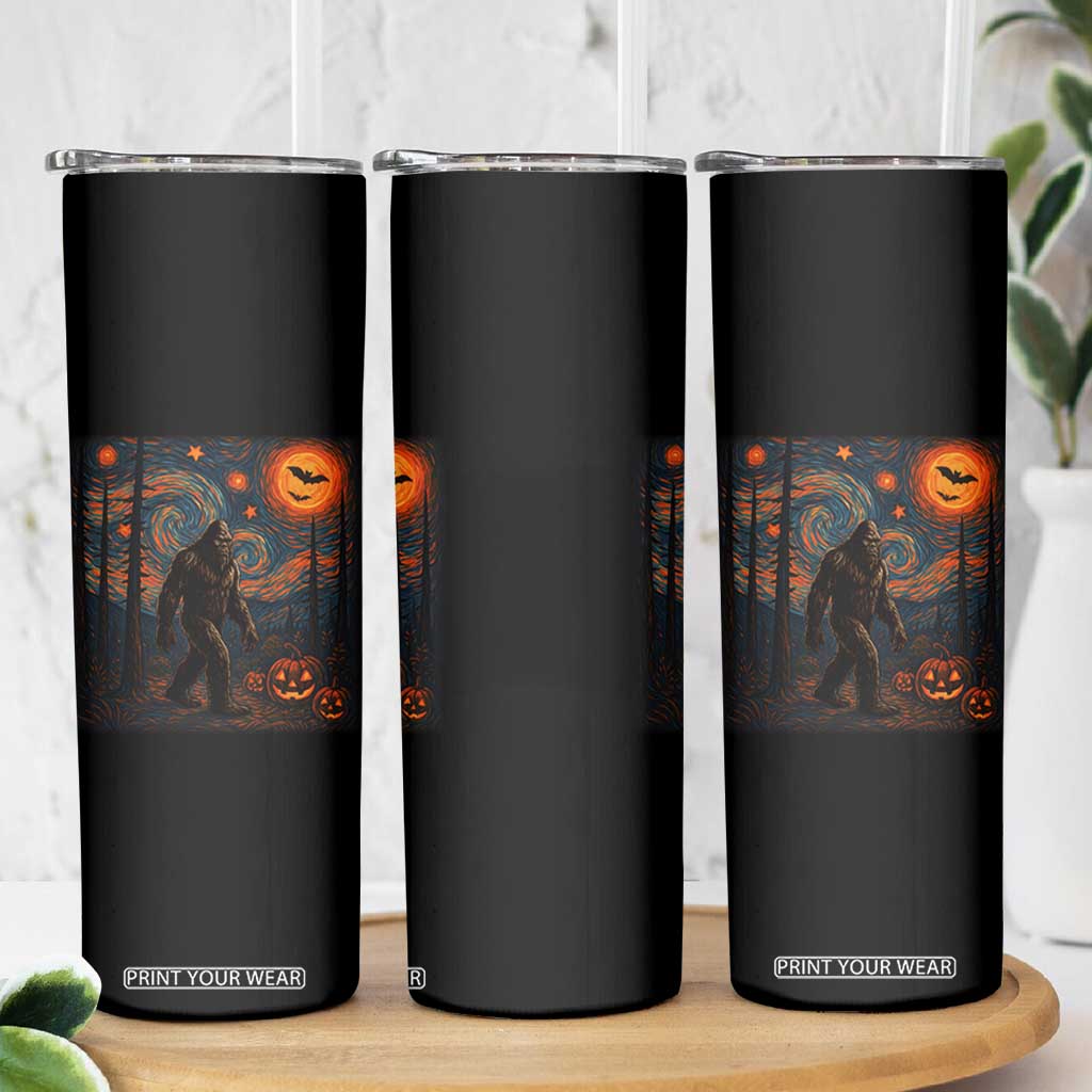 Bigfoot Starry Night Skinny Tumbler Funny Halloween Van Gogh Sasquatch Lovers TS10 Print Your Wear