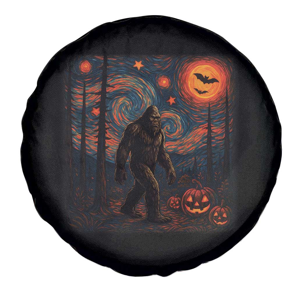 Bigfoot Starry Night Spare Tire Cover Funny Halloween Van Gogh Sasquatch Lovers TS10 Print Your Wear
