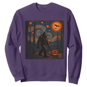 Bigfoot Starry Night Sweatshirt Funny Halloween Van Gogh Sasquatch Lovers TS10 Purple Print Your Wear