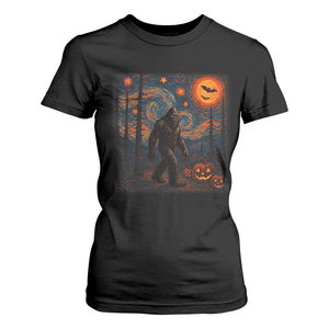 Bigfoot Starry Night T Shirt For Women Funny Halloween Van Gogh Sasquatch Lovers TS10 Black Print Your Wear