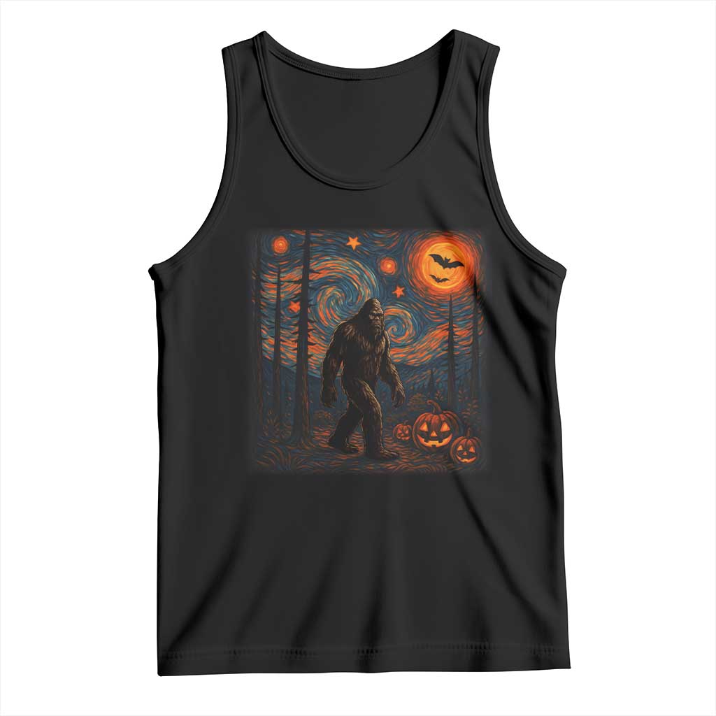 Bigfoot Starry Night Tank Top Funny Halloween Van Gogh Sasquatch Lovers - Print Your Wear