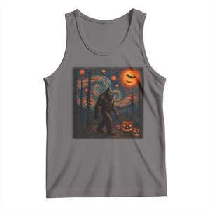Bigfoot Starry Night Tank Top Funny Halloween Van Gogh Sasquatch Lovers TS10 Deep Heather Print Your Wear