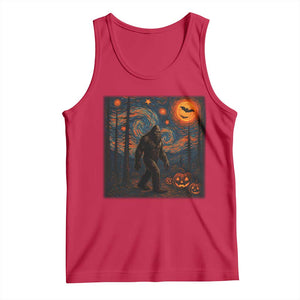 Bigfoot Starry Night Tank Top Funny Halloween Van Gogh Sasquatch Lovers - Print Your Wear