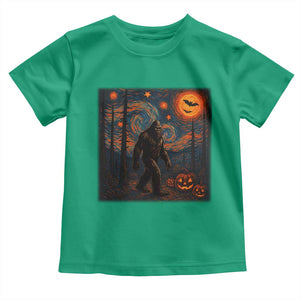 Bigfoot Starry Night Toddler T Shirt Funny Halloween Van Gogh Sasquatch Lovers TS10 Irish Green Print Your Wear