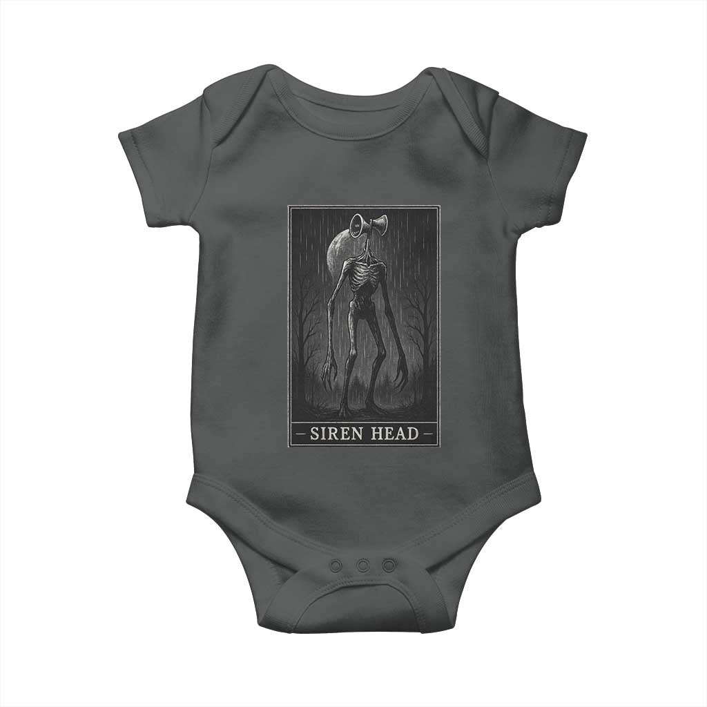 Siren Head Baby Onesie Tarot Card Horror American Cryptid TS10 Dark Heather Print Your Wear