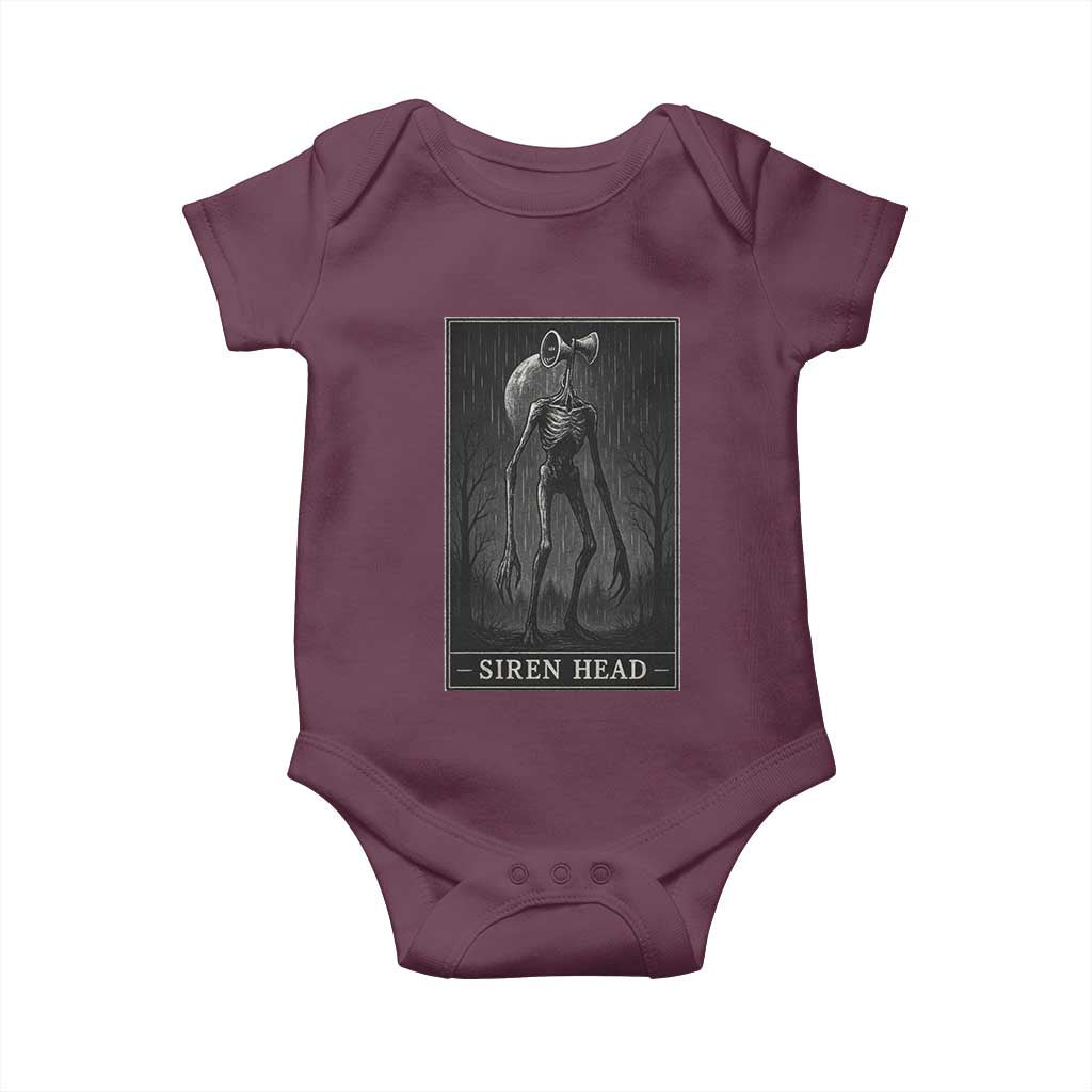 Siren Head Baby Onesie Tarot Card Horror American Cryptid TS10 Maroon Print Your Wear