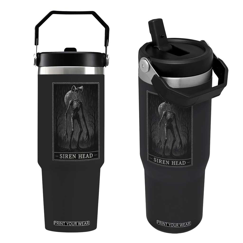 Siren Head Flip Straw Tumbler Tarot Card Horror American Cryptid TS10 One Size: 30 oz Black Print Your Wear