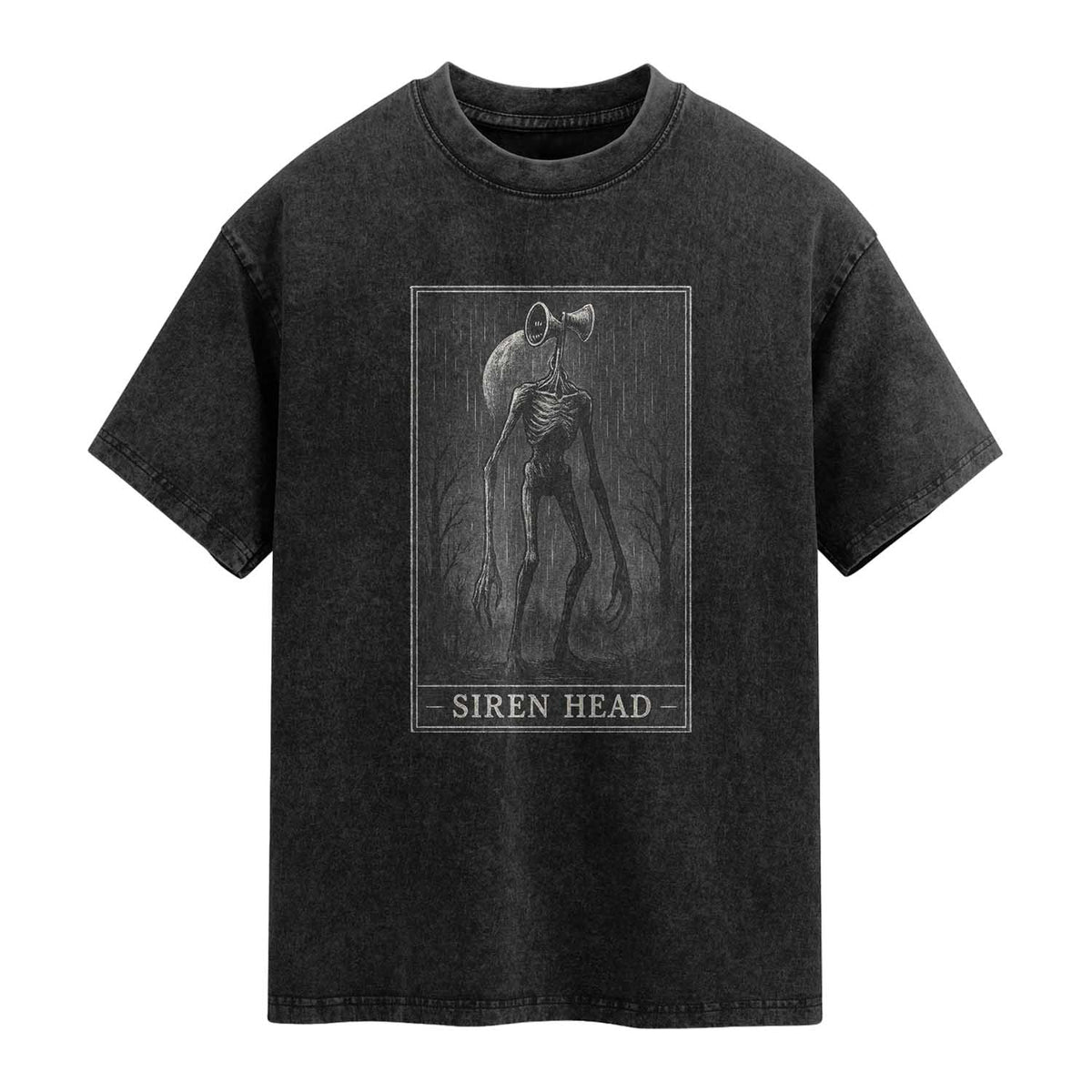 Siren Head Washed Cotton T-Shirt Tarot Card Horror American Cryptid
