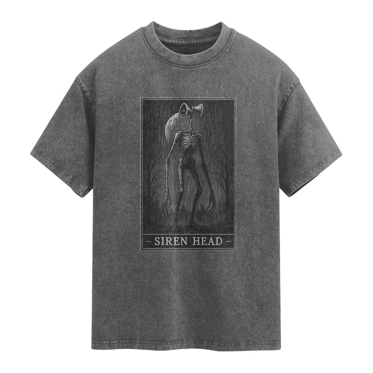 Siren Head Washed Cotton T-Shirt Tarot Card Horror American Cryptid
