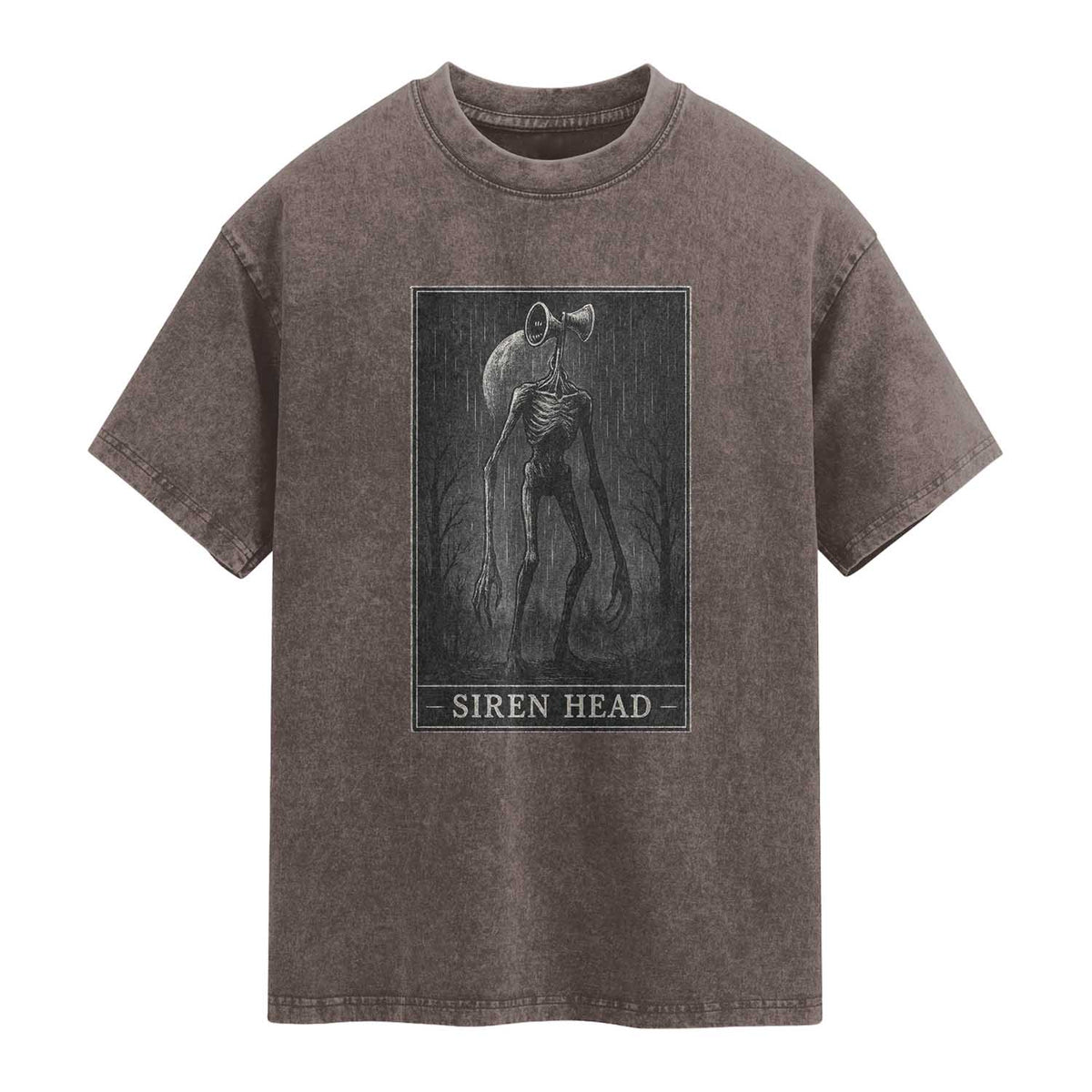 Siren Head Washed Cotton T-Shirt Tarot Card Horror American Cryptid