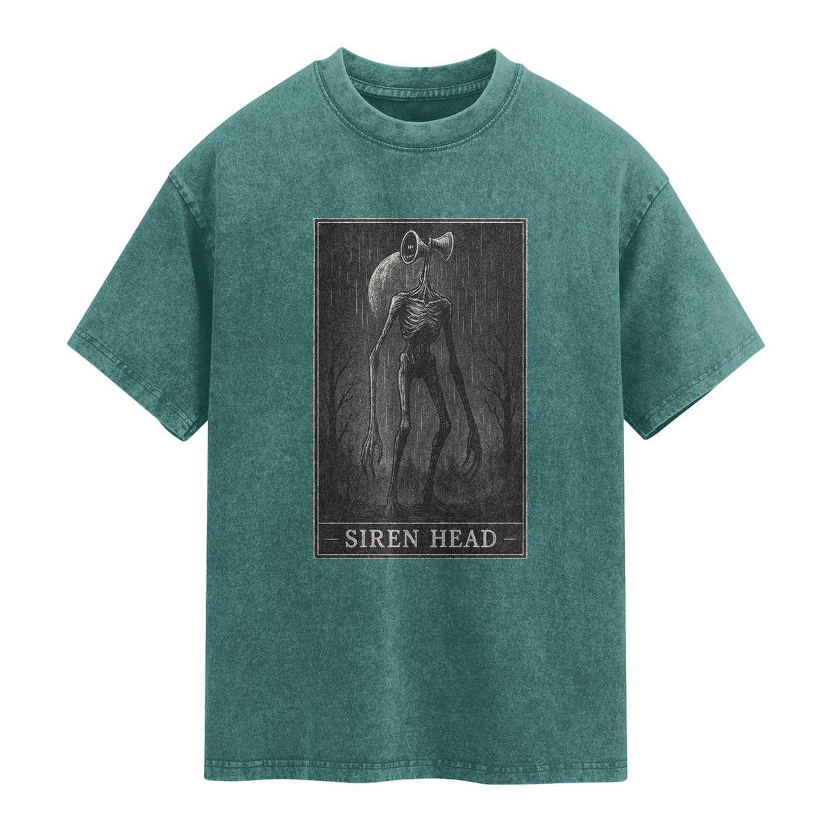 Siren Head Washed Cotton T-Shirt Tarot Card Horror American Cryptid