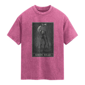 Siren Head Washed Cotton T-Shirt Tarot Card Horror American Cryptid