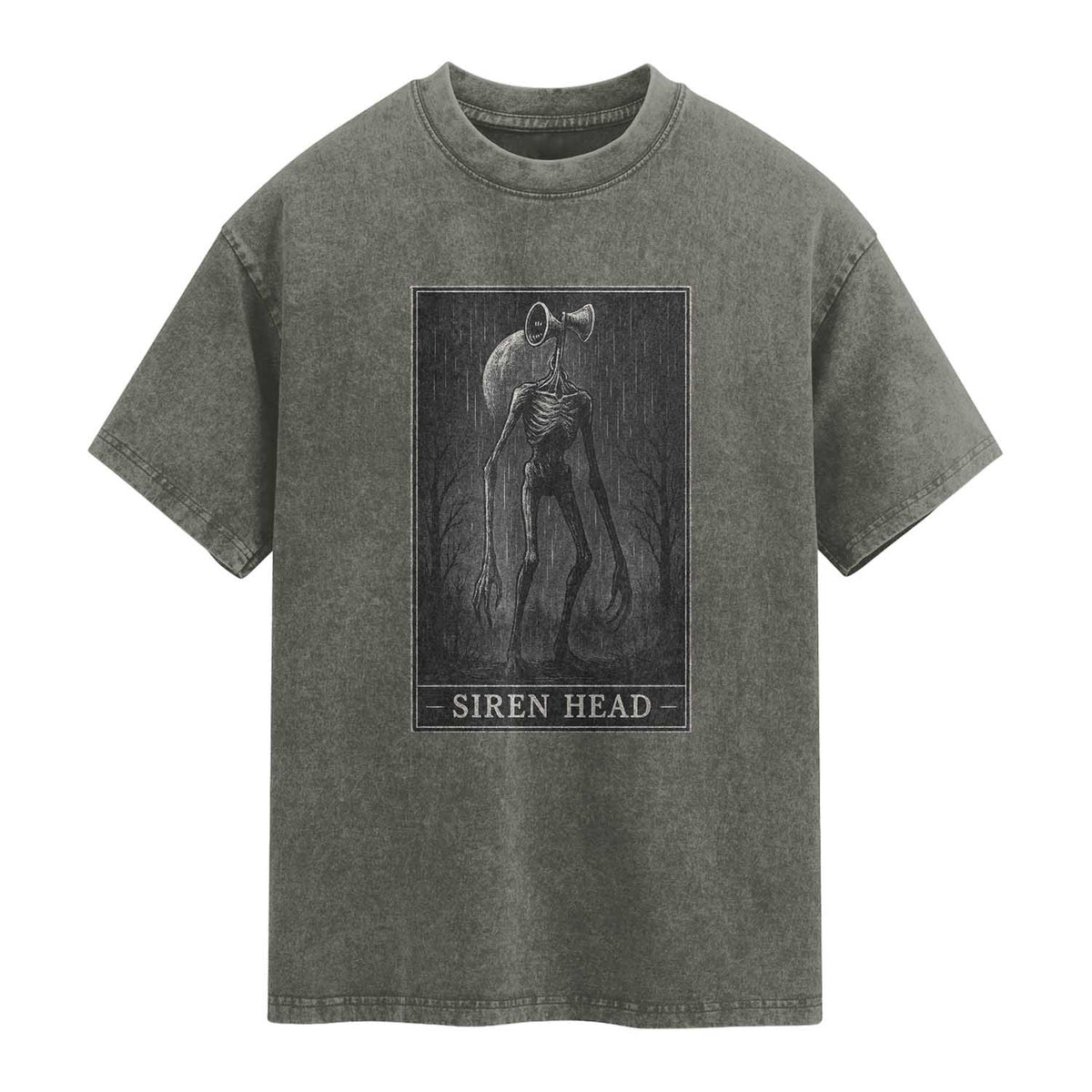 Siren Head Washed Cotton T-Shirt Tarot Card Horror American Cryptid