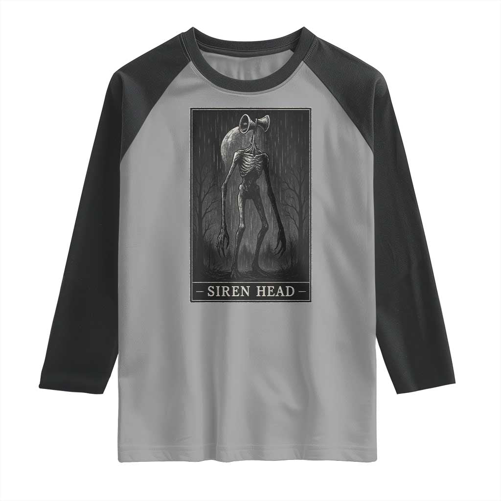 Siren Head Raglan Shirt Tarot Card Horror American Cryptid TS10 Sport Gray Black Print Your Wear