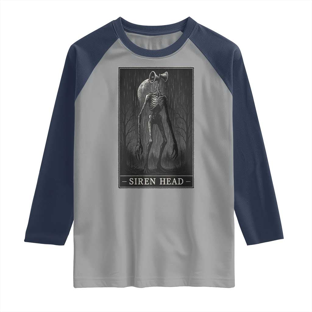 Siren Head Raglan Shirt Tarot Card Horror American Cryptid TS10 Sport Gray Navy Print Your Wear