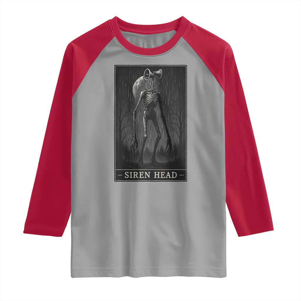 Siren Head Raglan Shirt Tarot Card Horror American Cryptid TS10 Sport Gray Red Print Your Wear