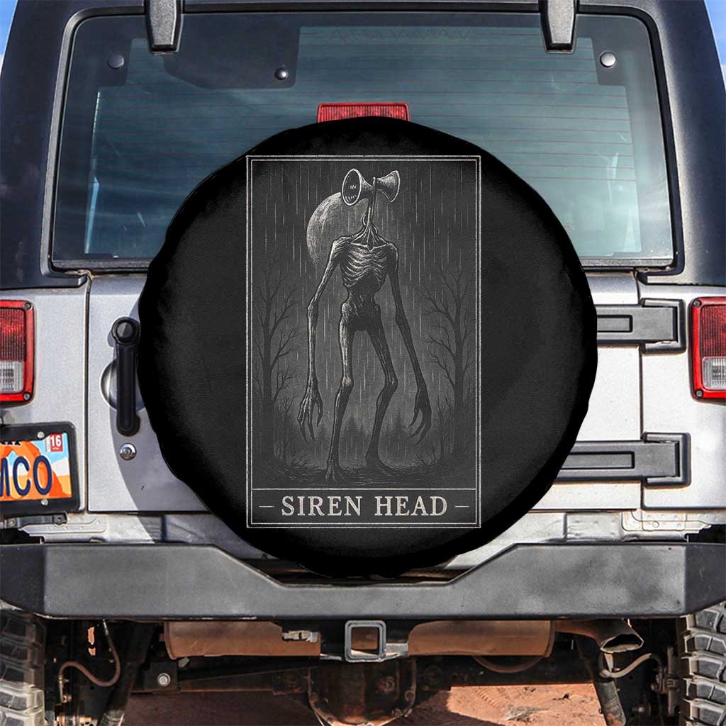 Siren Head Spare Tire Cover Tarot Card Horror American Cryptid TS10 No hole Black Print Your Wear