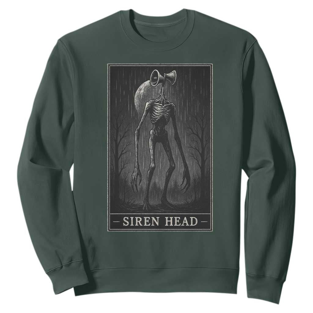 Siren Head Sweatshirt Tarot Card Horror American Cryptid TS10 Dark Forest Green Print Your Wear