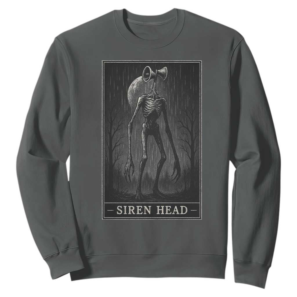 Siren Head Sweatshirt Tarot Card Horror American Cryptid TS10 Dark Heather Print Your Wear