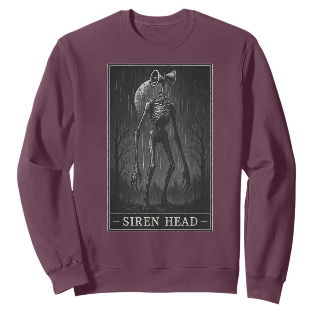 Siren Head Sweatshirt Tarot Card Horror American Cryptid TS10 Maroon Print Your Wear