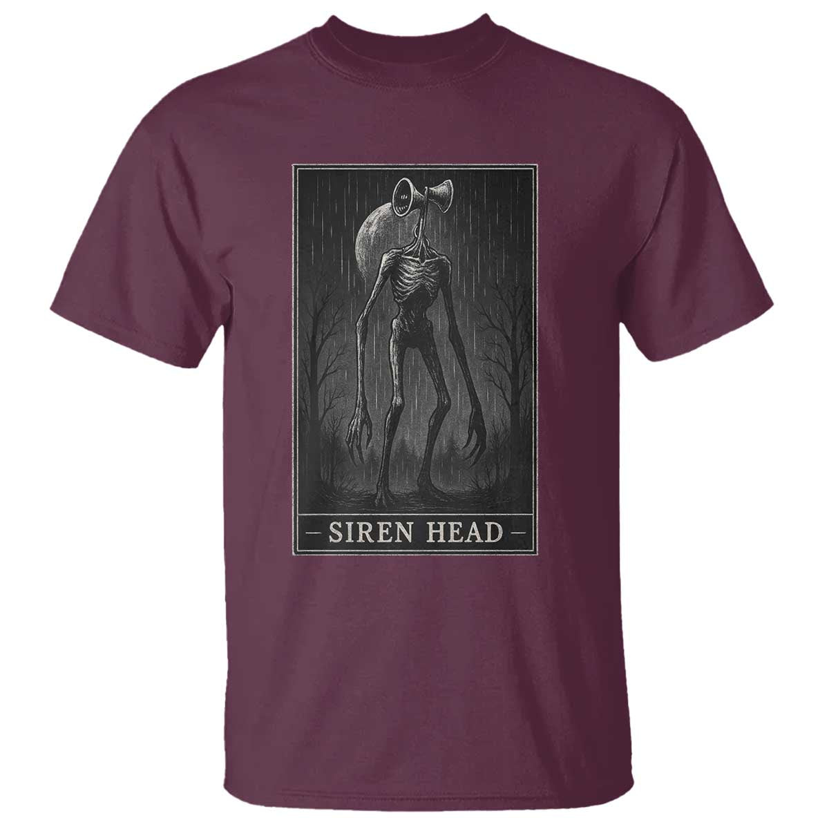 Siren Head T Shirt Tarot Card Horror American Cryptid TS10 Maroon Print Your Wear