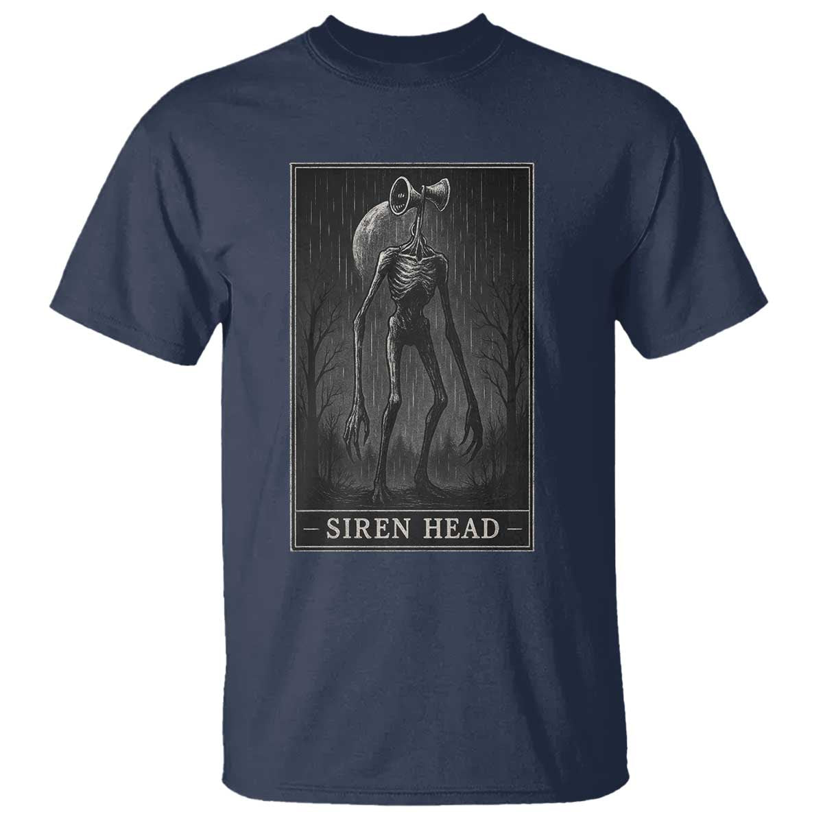 Siren Head T Shirt Tarot Card Horror American Cryptid TS10 Navy Print Your Wear