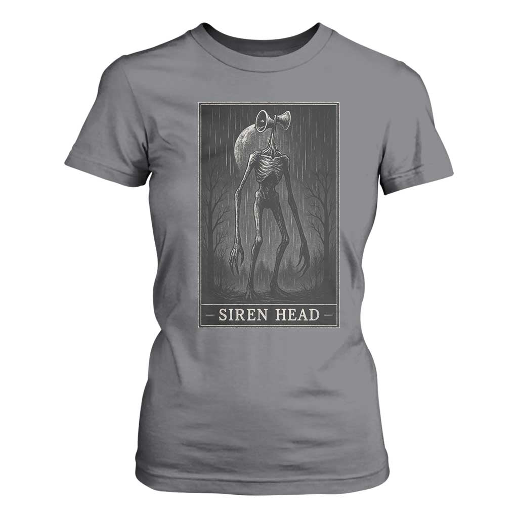 Siren Head T Shirt For Women Tarot Card Horror American Cryptid TS10 Charcoal Print Your Wear