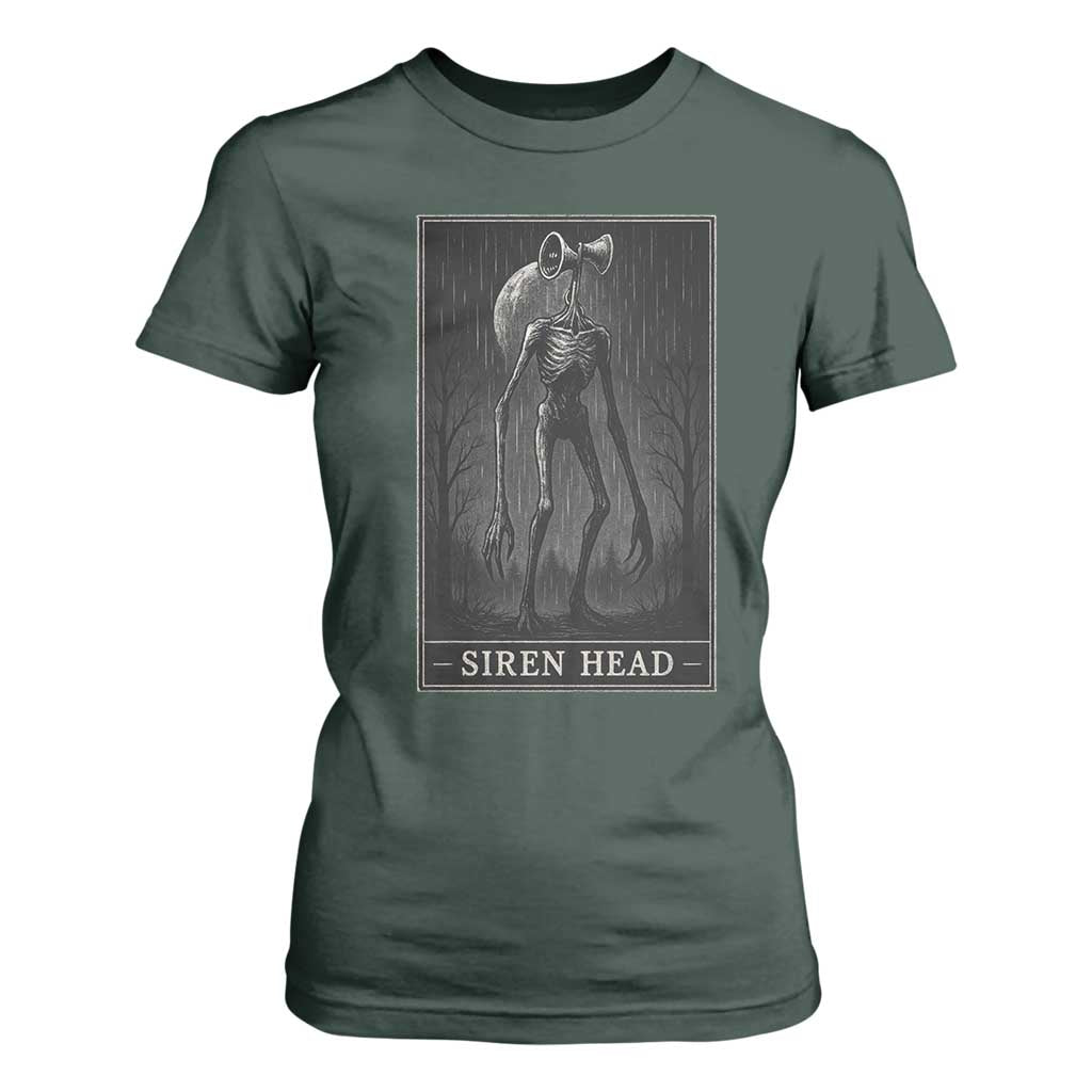 Siren Head T Shirt For Women Tarot Card Horror American Cryptid TS10 Dark Forest Green Print Your Wear
