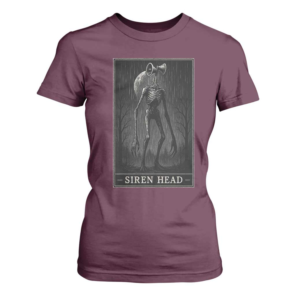 Siren Head T Shirt For Women Tarot Card Horror American Cryptid TS10 Maroon Print Your Wear