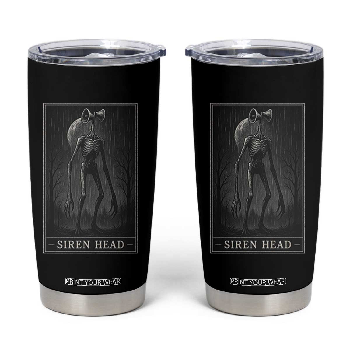 Siren Head Tumbler Cup Tarot Card Horror American Cryptid TS10 Black Print Your Wear