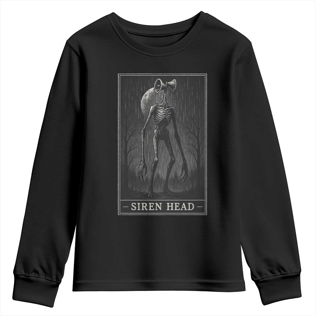 Siren Head Youth Sweatshirt Tarot Card Horror American Cryptid TS10 Black Print Your Wear
