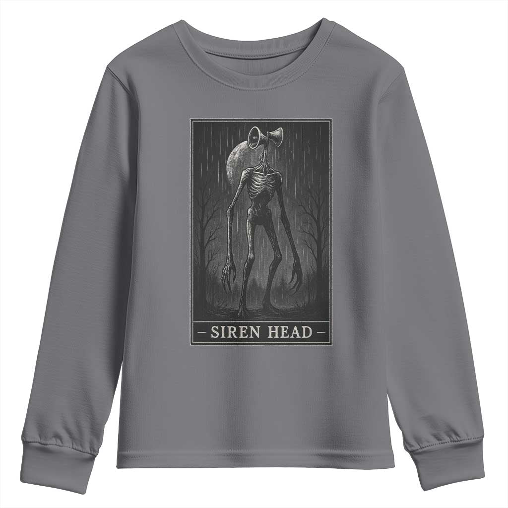 Siren Head Youth Sweatshirt Tarot Card Horror American Cryptid TS10 Charcoal Print Your Wear