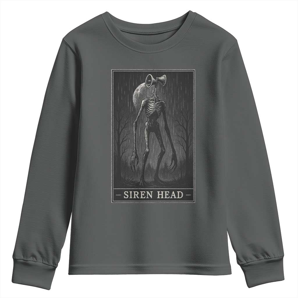 Siren Head Youth Sweatshirt Tarot Card Horror American Cryptid TS10 Dark Heather Print Your Wear