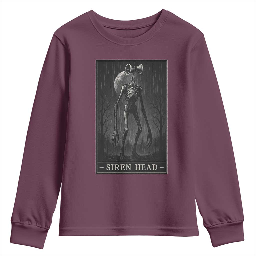 Siren Head Youth Sweatshirt Tarot Card Horror American Cryptid TS10 Maroon Print Your Wear