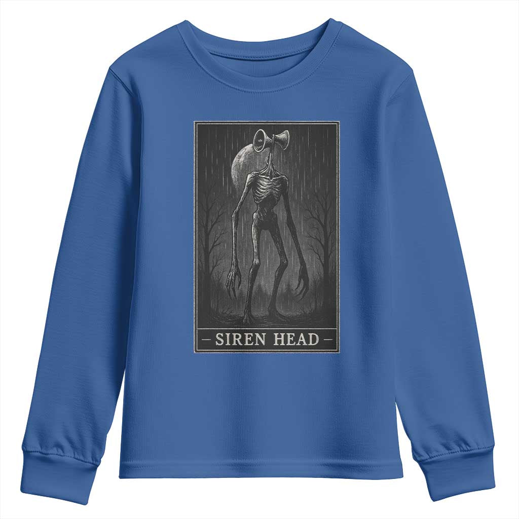Siren Head Youth Sweatshirt Tarot Card Horror American Cryptid TS10 Royal Blue Print Your Wear